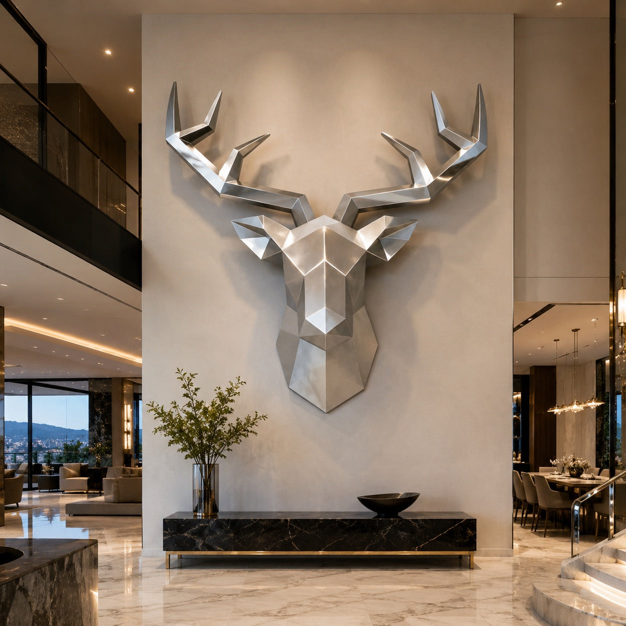 OSO Stainless Steel Aurelian Stag Sculpture - Height: 36 inch (91 cm)