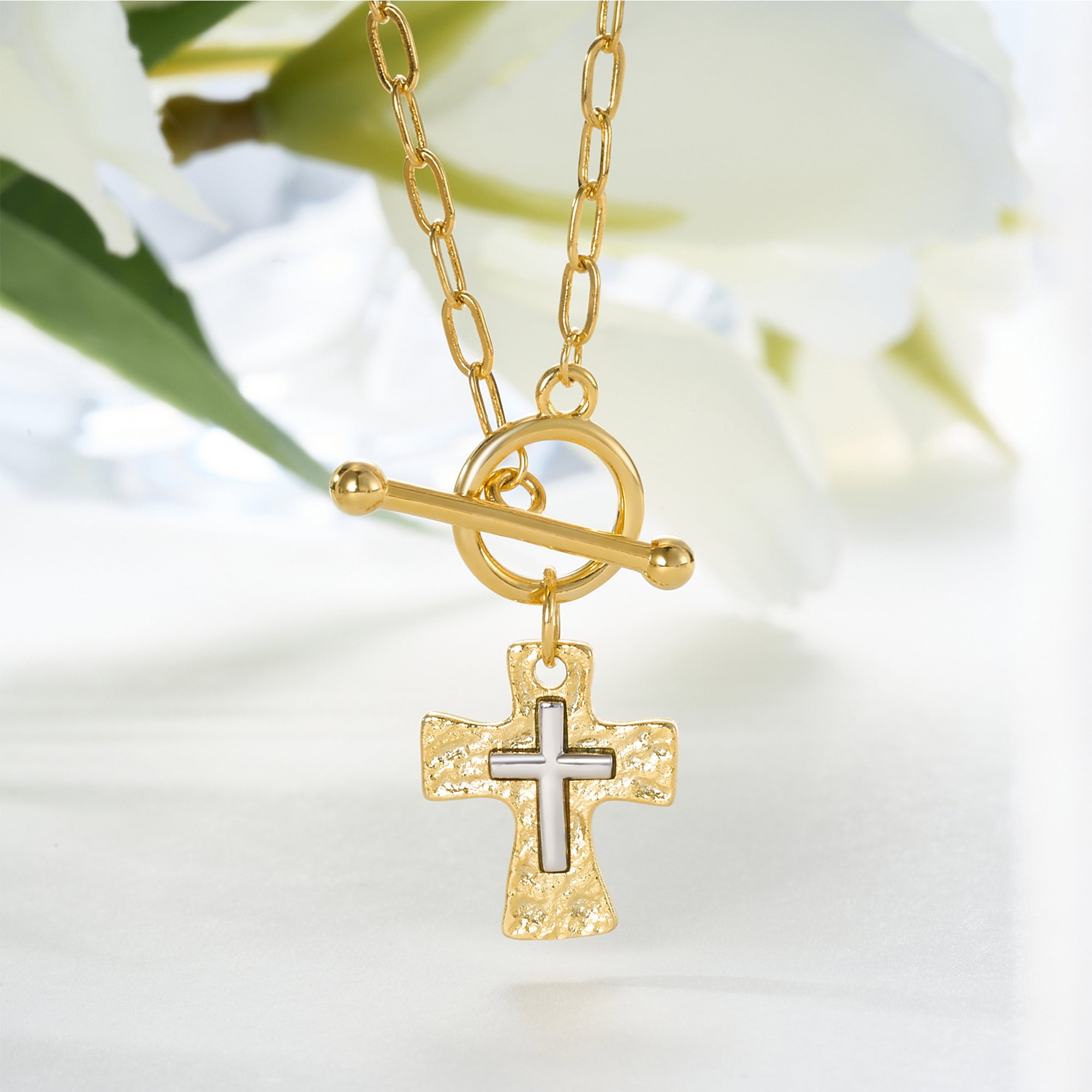 Personalizada Martillo Patrón Cruz Diseño Collar con Inicial Dainty Joyería Bautizo Oración Día Religioso Regalo para Mujeres Cristianas