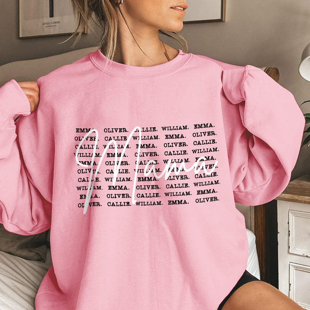 Personalizado Multicolor 1-20 Nombres Suave Crewneck Camiseta Sudadera con Título Día de la Madre Cumpleaños Regalo para Mamá Abuela