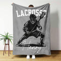 Silueta personalizada Lacrosse Suave manta con nombre Decoración del hogar Regalo de cumpleaños para los entusiastas de Lacrosse