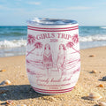 Vaso de Vino Aislado Personalizado con Lápiz y Foto del Cocotero de 12 oz con Labio y Nombre Uso de Viaje Regalo de Fiesta en la Playa para Chica Bestie Dama de Honor