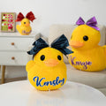 Peluche de pato personalizado con nombre de purpurina y lazo de brillantes Regalo de cumpleaños de celebración de equipo para animadora