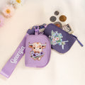 Personalizado lindo Highland Vaca Nacimiento Flor Pulsera Billetera con Nombre Día de la Madre Regalo de cumpleaños para las mujeres