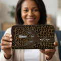Personalizado Corazón Gigi Nana 1-10 Nombres Leopardo PU Cartera de cuero con el título de uso diario Regalo del Día de la Madre para la Madre Abuela