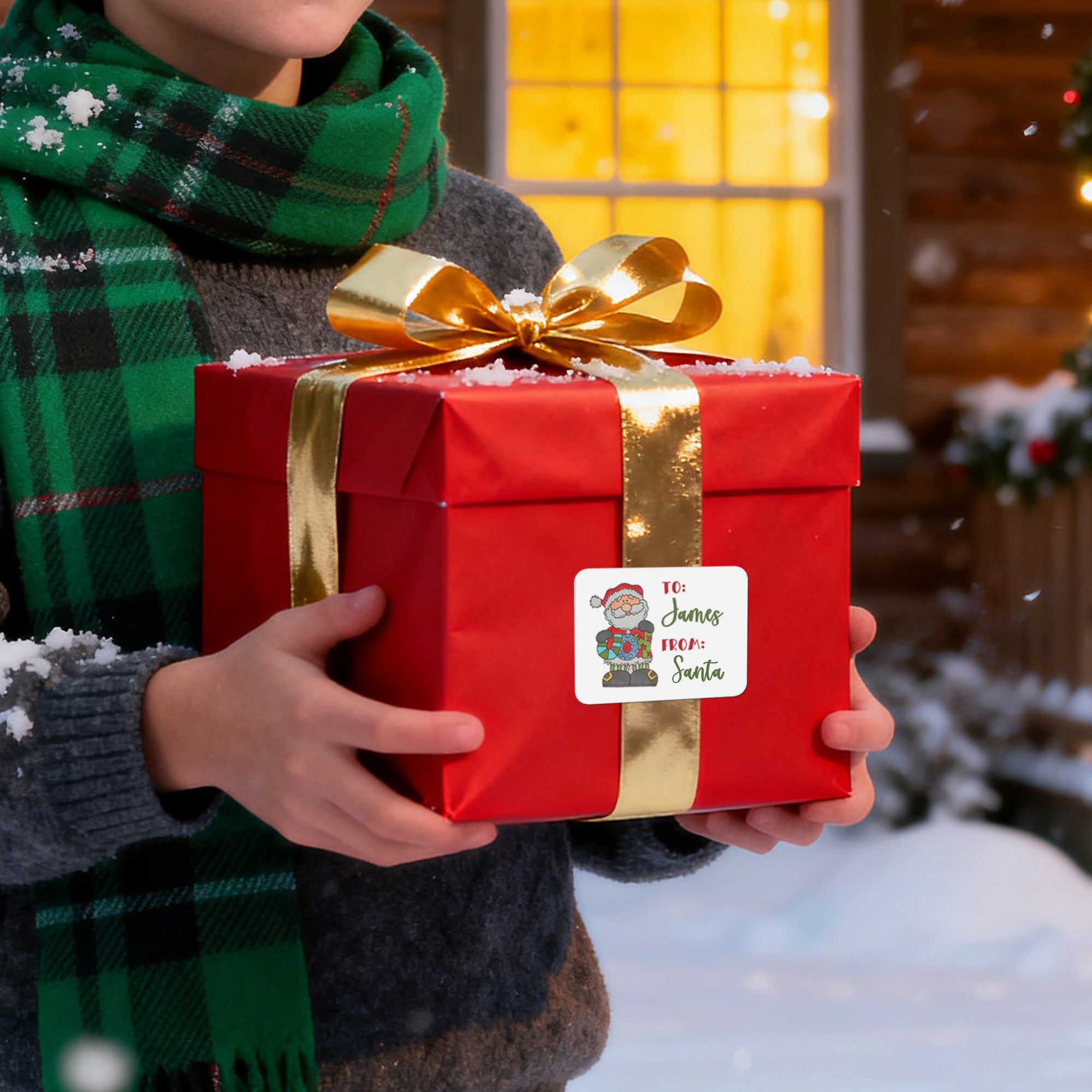 Personalizado Santa Claus Navidad Etiquetas Adhesivas con Nombre Regalo Decoración Fiesta de Navidad para Niños Familia Amigos