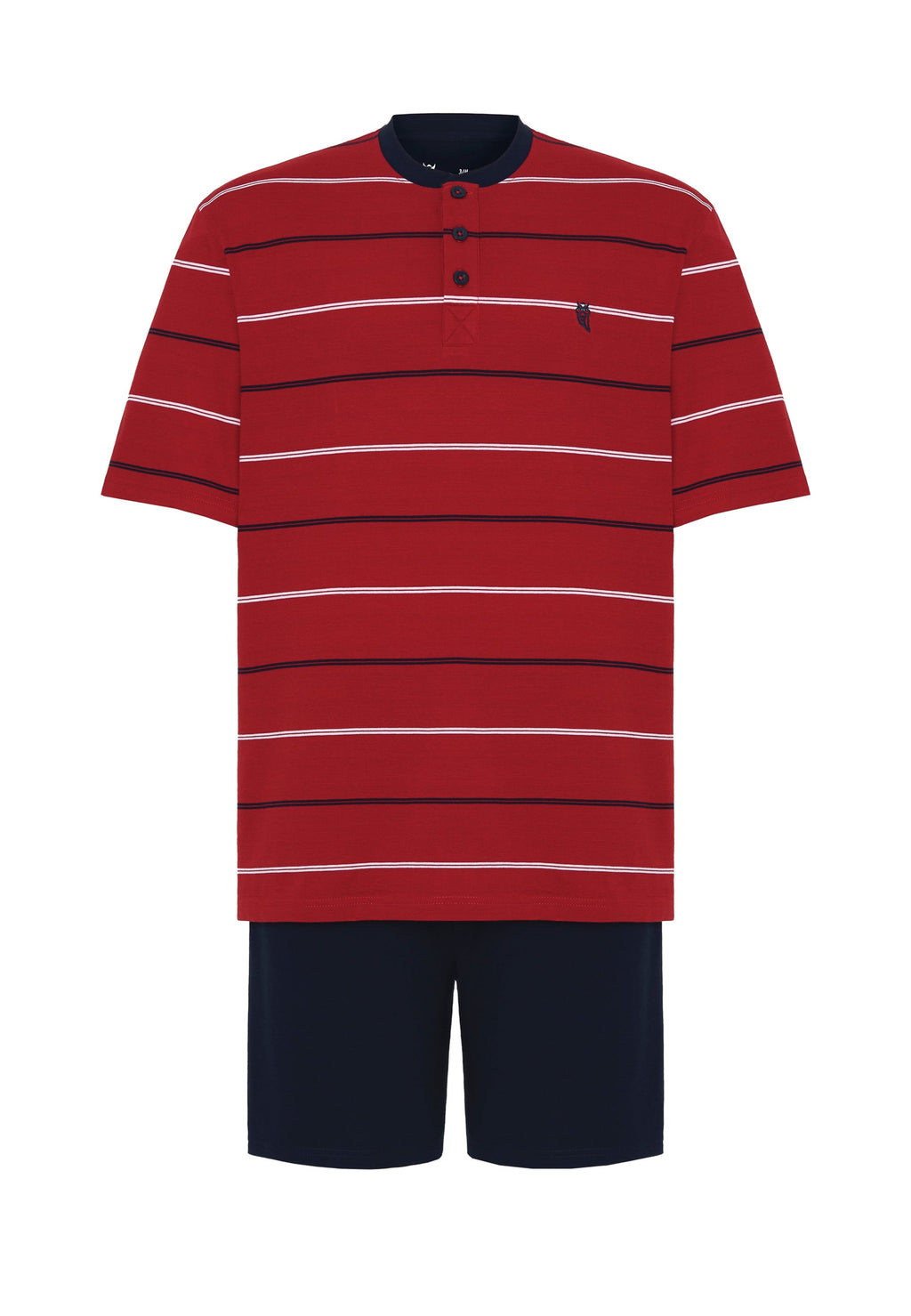 Pijama Hombre Verano Corto Tapeta Algodón Punto Rayas - Rojo 3562_94