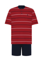 Pijama Hombre Verano Corto Tapeta Algodón Punto Rayas - Rojo 3562_94