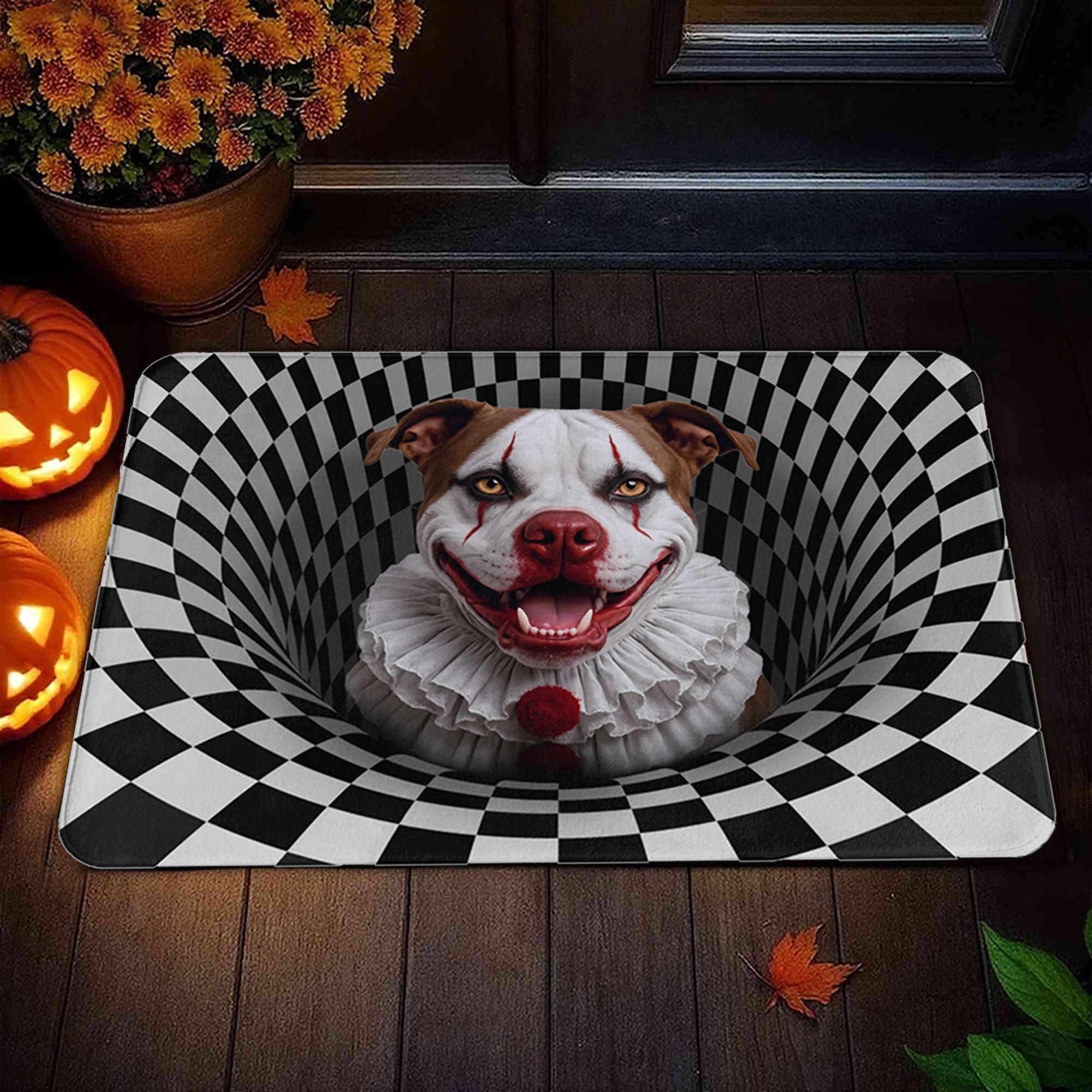 Alfombrilla antideslizante para puerta con nombre personalizada Halloween Diseño de perro terrorífico Regalo de Halloween para los amantes de los perros
