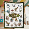 Manta suave personalizada con nombre de dinosaurio del bosque Decoración del hogar Regalo de cumpleaños para niños amantes de los dinosaurios