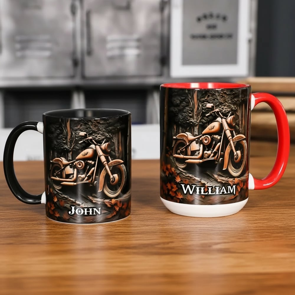 Personalizada Nunca subestimes a un anciano con una motocicleta 11 oz 15 oz Taza de café de cerámica con nombre Día del Padre Regalo de cumpleaños para los ciclistas