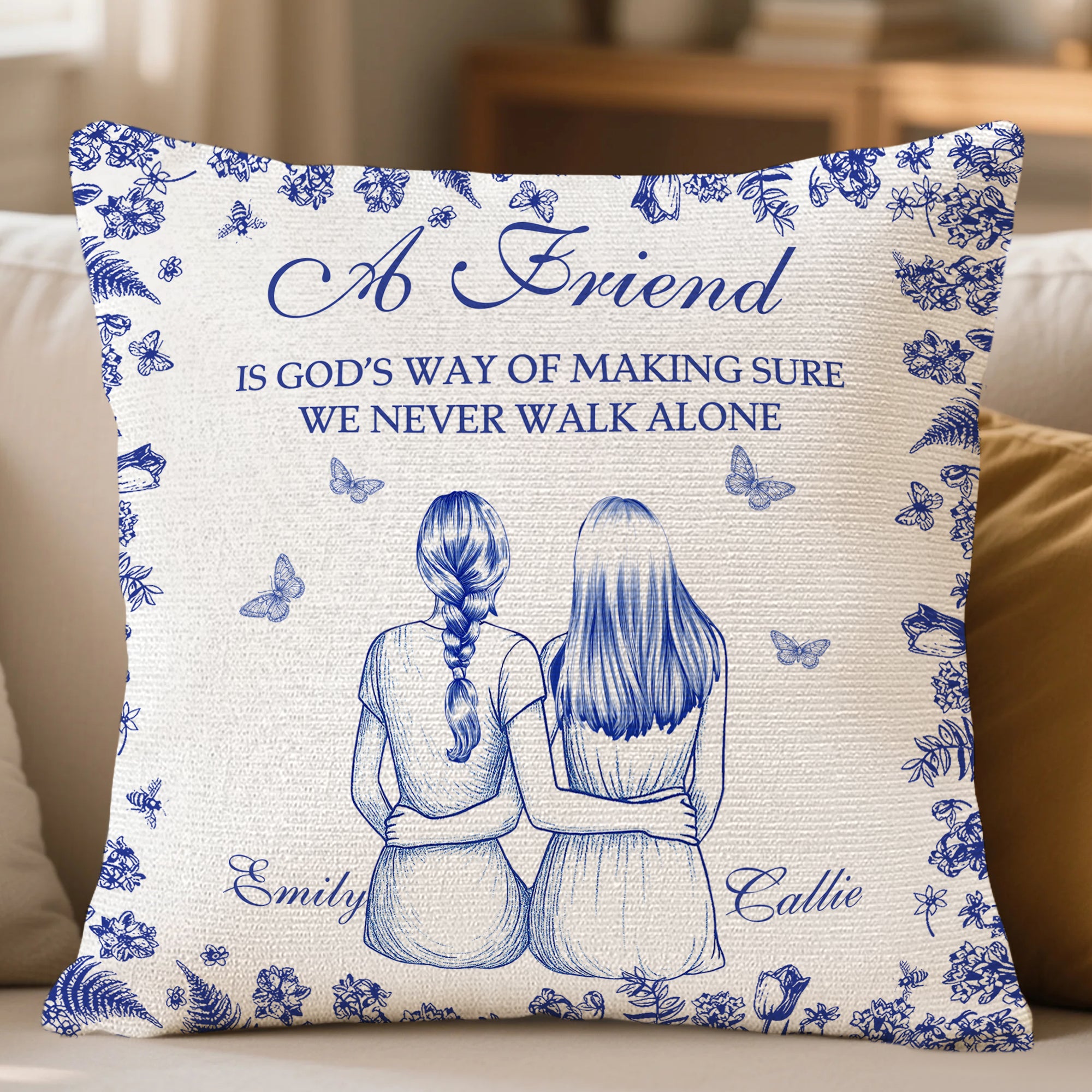 Personalizado Retro Floral Mariposa 2-5 Volver Vista Personajes Arrojar Funda de almohada con nombre Decoración del hogar Cumpleaños Regalo para Amigos Niñas Mujeres