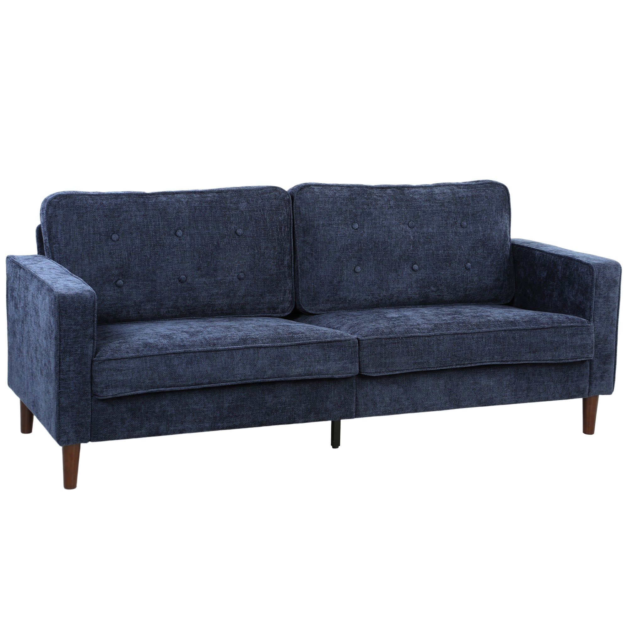3-Seater Upholstered Sofa with Padded Seat & Button Tufting, Dark Blue