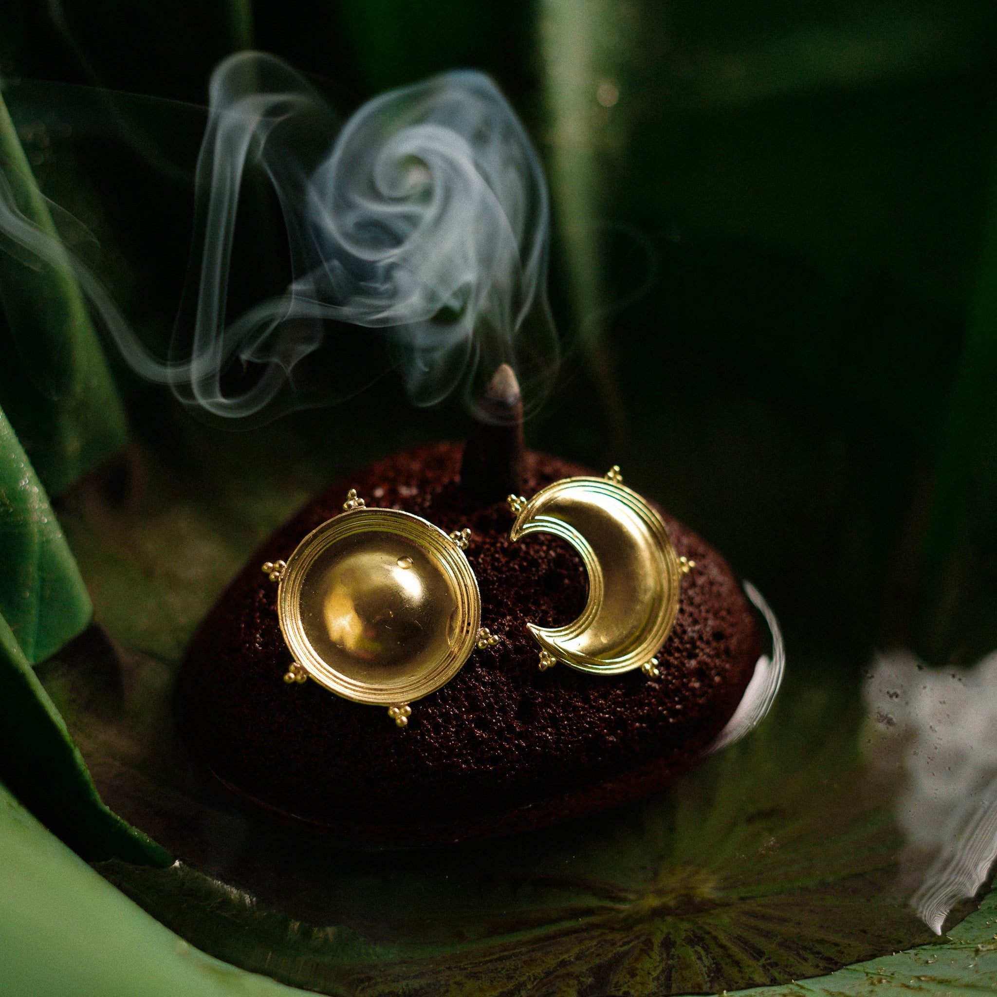 Dichotomy Sun & Moon Studs By KYNAH, Luxury Indian Fashion & Bridal Wear