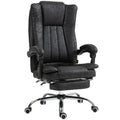 Microfibre Reclining Computer Desk Chair with Footrest & Wheels for Home Office, Black
