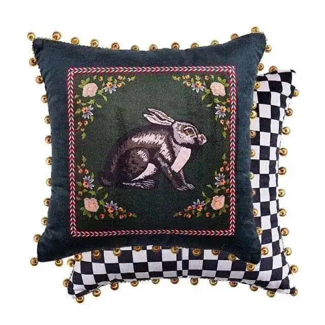 Double Rabbit Print Velvet Pillow Case