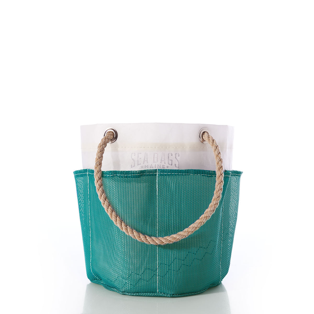Ocean Teal Gardener's Bucket Bag Handmade in Maine from Recycled Sails