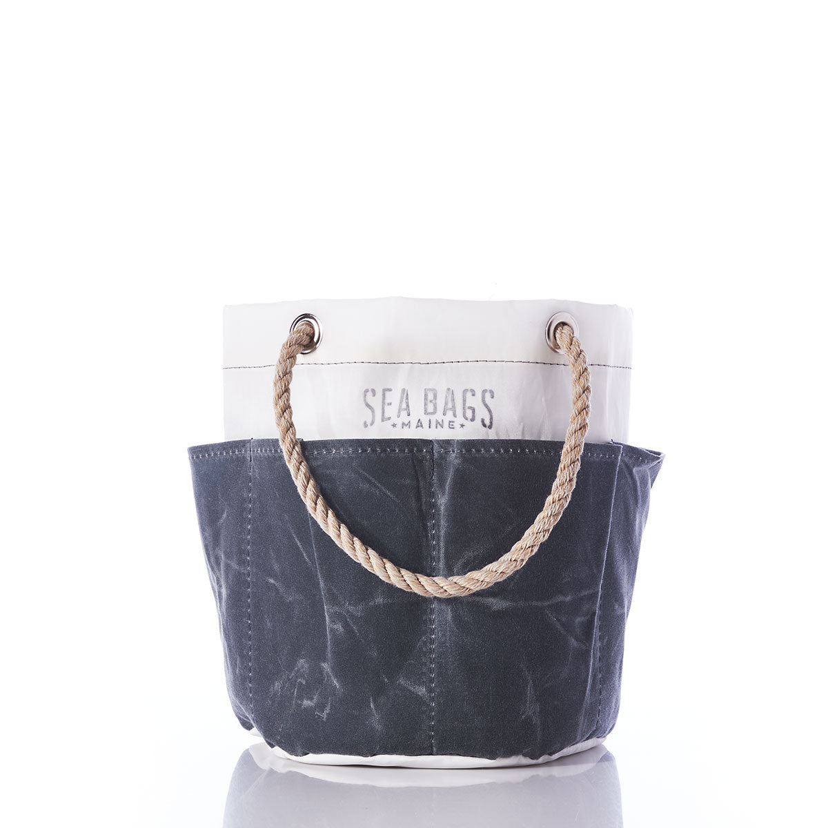 All Purpose Gray Tool Bucket Bag Handmade in Maine from Recycled Sails