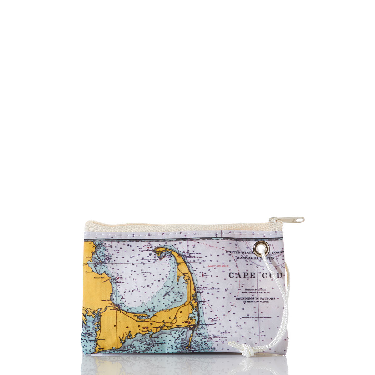 Cape Cod Nautical Chart Wristlet Handmade in Maine from Recycled Sails