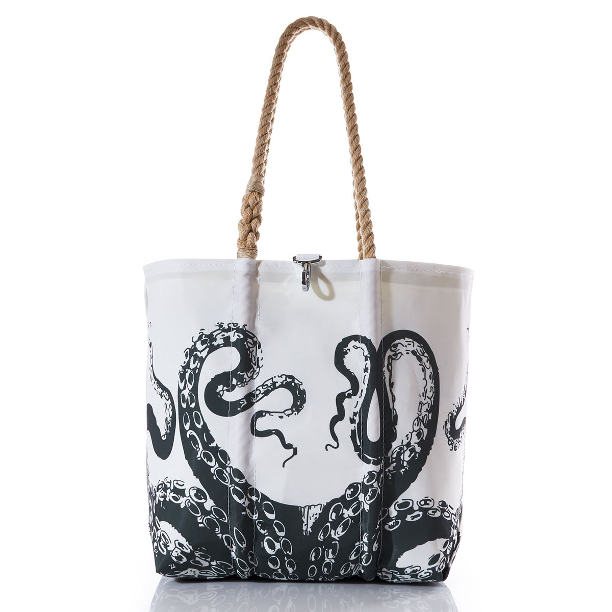 Octopus Medium Tote with Clasp Handmade in Maine from Recycled Sails