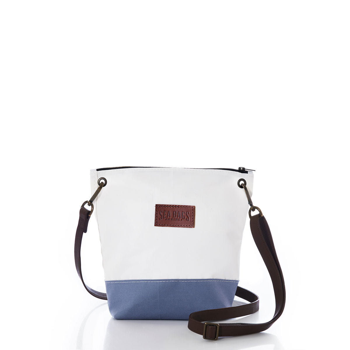 Chambray Blue Chebeague Crossbody Bag Handmade in Maine from Recycled Sails