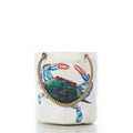 Watercolor Crab Beverage Bucket Handmade in Maine from Recycled Sails