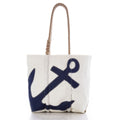 Navy Anchor Medium Tote with Hemp Rope Handmade in Maine from Recycled Sails