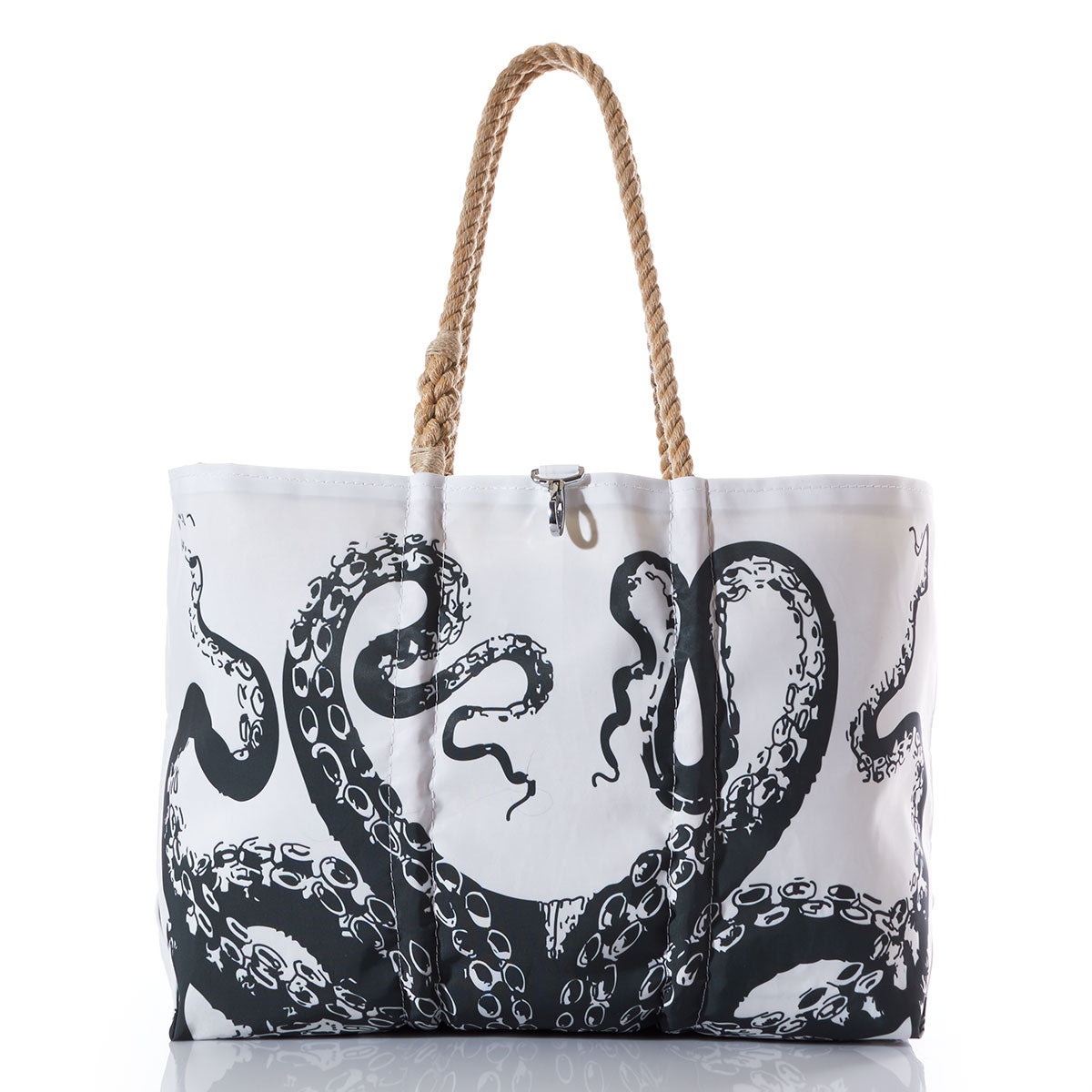 Octopus Large Tote with Clasp Handmade in Maine from Recycled Sails
