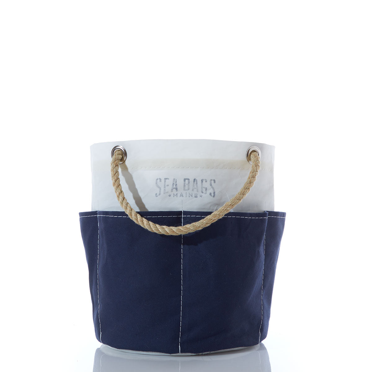 All Purpose Navy Tool Bucket Bag Handmade in Maine from Recycled Sails