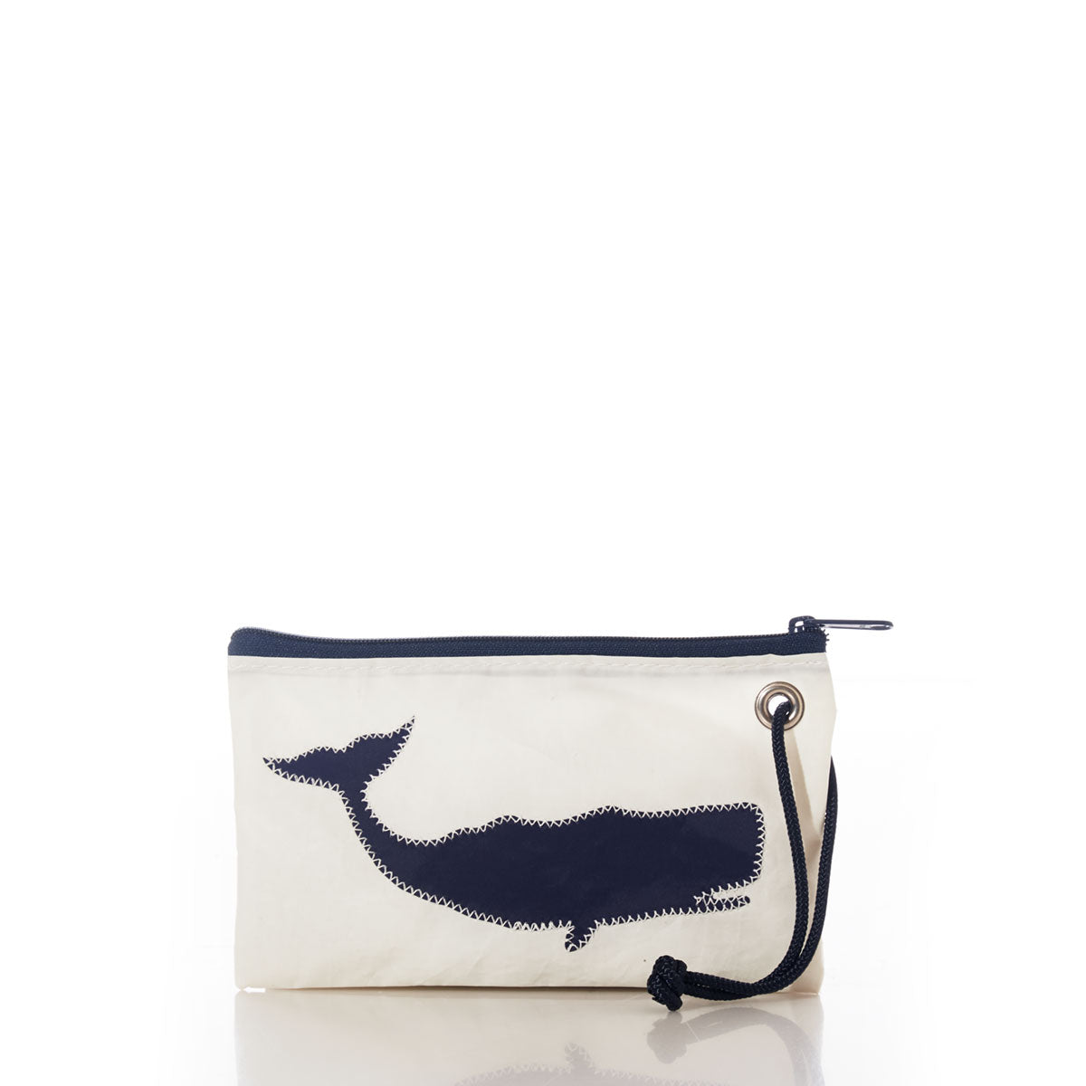 Breton Stripe Whale Wristlet Handmade in Maine from Recycled Sails
