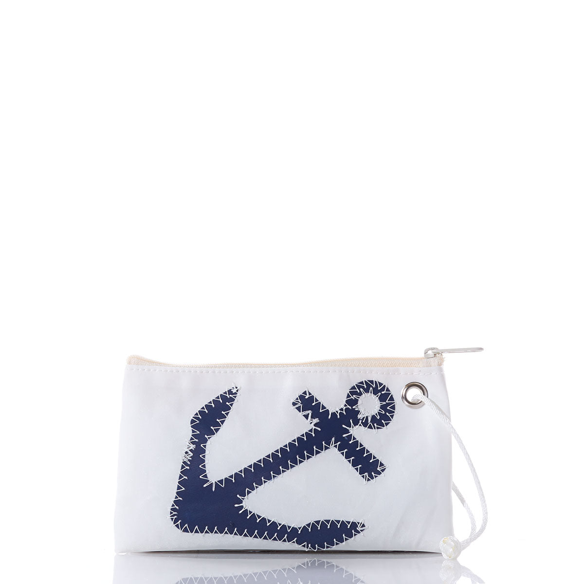 Navy Anchor Wristlet Handmade in Maine from Recycled Sails