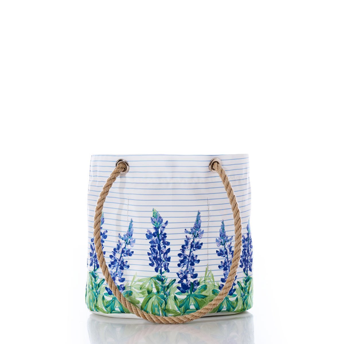 Lupine on Sailor Stripe Essential Handbag Handmade in Maine from Recycled Sails