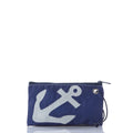 White-on-Navy Anchor Wristlet Handmade in Maine from Recycled Sails