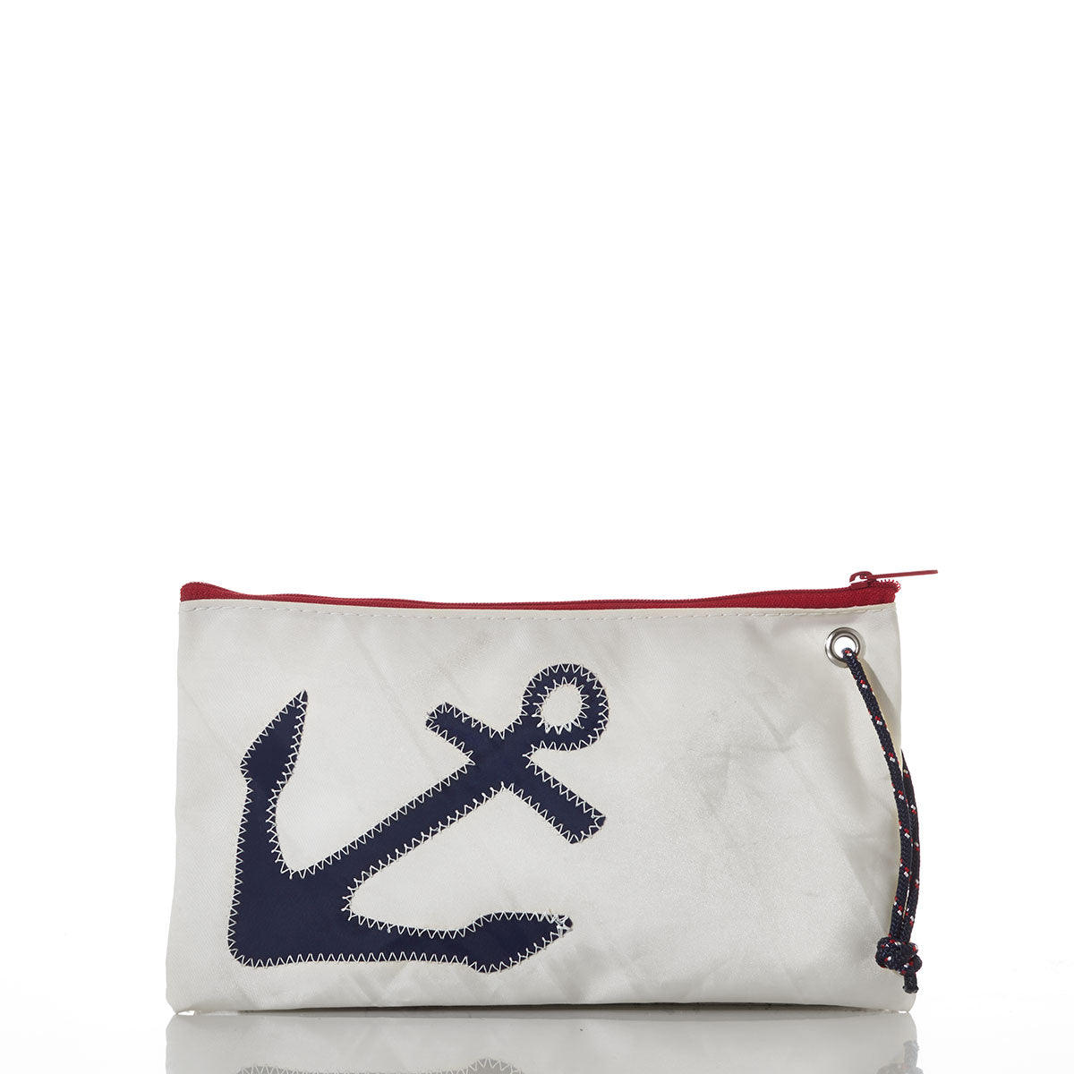 Navy Anchor Large Wristlet Handmade in Maine from Recycled Sails