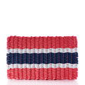 Fisherman Rope Mat - Navy, Sea Foam & Red Stripe Handmade in Maine from Recycled Sails