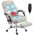 6-Point Vibration Massage Recliner Chair with Footrest & Rocking, Cream White