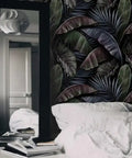 Dramatic Dark Tropical Palm and Banana Leaves Wallpaper