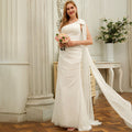 Bridal Wedding Dress Ivory Sleeveless Long One Shoulder Sheath Chiffon