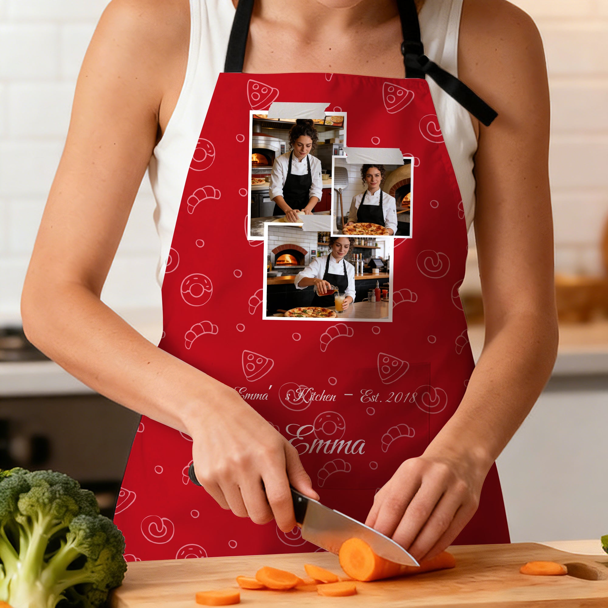 Delantal impermeable con nombre personalizado y diseño fotográfico con bolsillo Regalo de cumpleaños para el Día de la Madre para un panadero aficionado a la repostería
