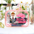 Bolsa de maquillaje transparente con nombre personalizada de dibujos animados para la madre de la novia Regalo de boda para mamá