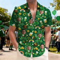 Camisa hawaiana personalizada con foto de cara graciosa Fiesta de pub Regalo esencial del día de San Patricio para hombre Papá Familia