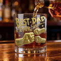 Vaso personalizado Best Dad Ever Fist 10 oz Rock Whiskey Glass con nombres Old Fashioned Regalo de cumpleaños del Día del Padre para hombre amante del whisky