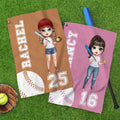Personalizada Softball Béisbol Mujer Caricatura Personaje Waffle Deportes Toalla con Nombre Día del Juego Cumpleaños Regalo para los amantes de la pelota