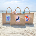 Personalizada Ballena Arte Marino Ilustración Bolsa de Yute Tote con Nombre Vacaciones de Verano Fiesta en la Playa Regalo de Cumpleaños para Mujer Amante del Océano