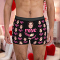 Personalizado Funny Face Foto Corazón Leopardo Imprimir Boxer Brief Ropa interior de los hombres Día de San Valentín Aniversario de regalo para los hombres