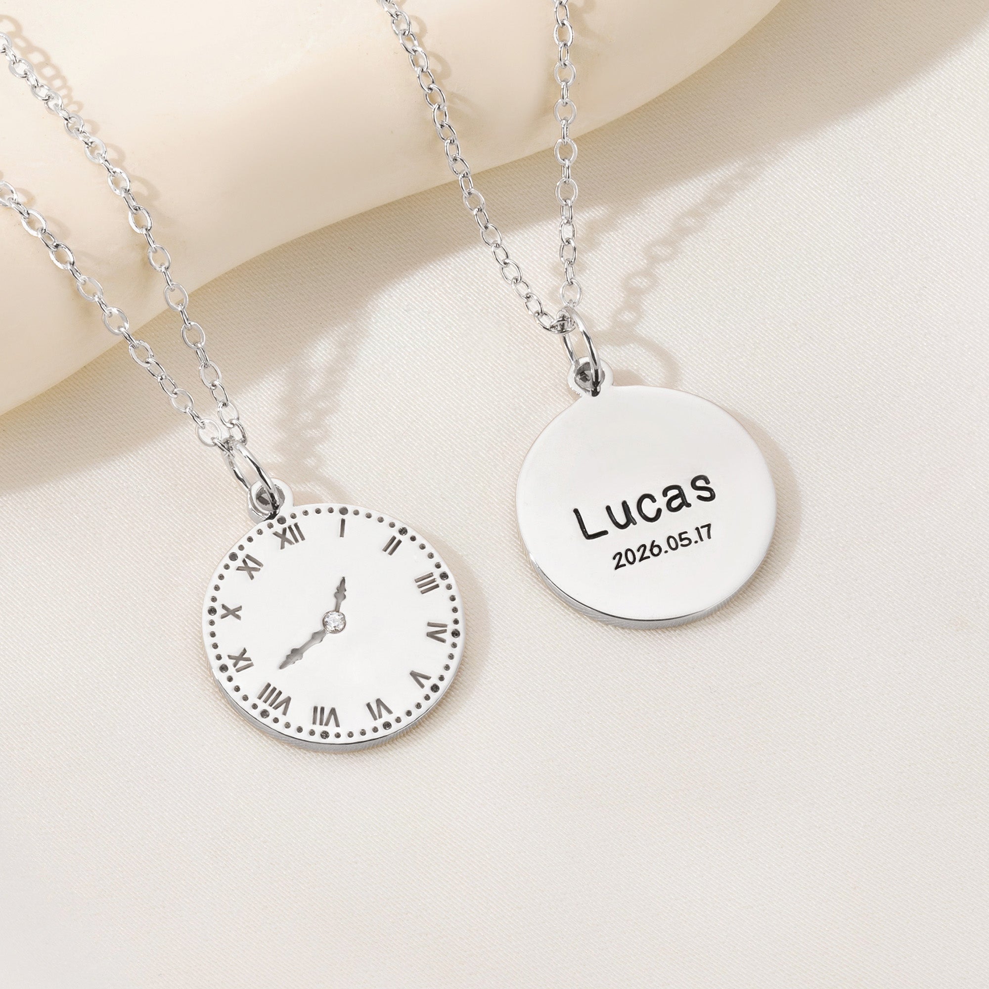 Personalizada Dial Desgin Incrustaciones Zircon Collar con Nombre Fecha y Hora Dainty Joyería Cumpleaños Aniversario Regalo para Bebé Nueva Mamá