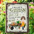 Personalizado Retro Cartoon Jardinería Personaje Vertical Metal Signo con Nombre Jardín Decoración Cumpleaños Housewarming Regalo para la abuela Mamá Familia
