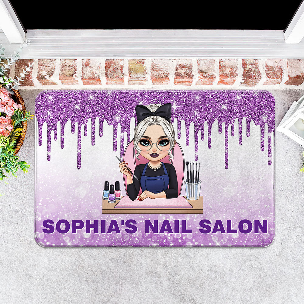 Alfombrilla antideslizante de manicura con nombre para inauguración de salón de belleza Regalo de cumpleaños para técnicos de uñas