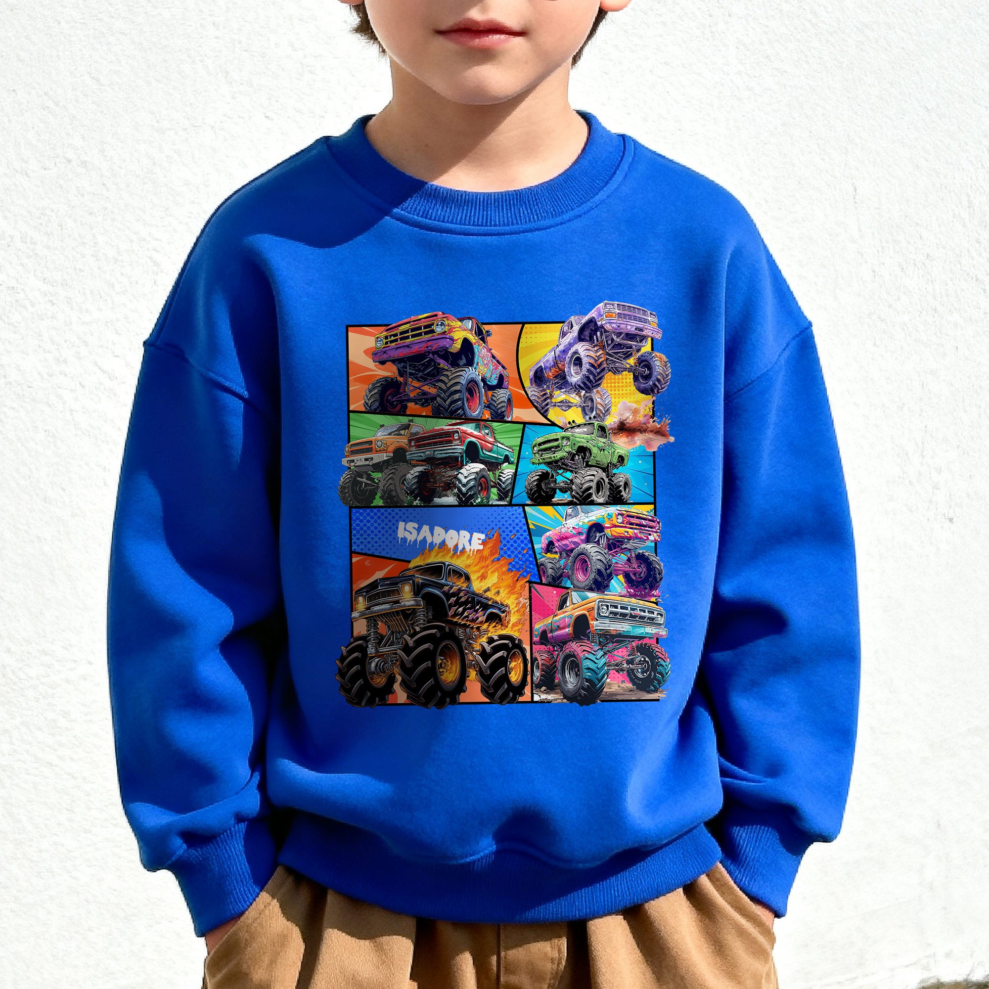 Personalizado Camión Todo Terreno Vehículo Diseño Multicolor Niño Camiseta Sudadera Sudadera con Capucha con Nombre Cumpleaños Navidad Regalo para Niñas Niños