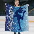 Silueta de chica patinadora personalizada Manta suave con nombre Decoración del hogar Día del partido Regalo de cumpleaños para entusiastas del patinaje