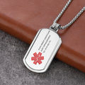 Identificación Personalizada Símbolo de Alerta Médica ID Tag Collar con Textos Grabados Supervivencia en Emergencias Cumpleaños Regalo para Amigos Familia